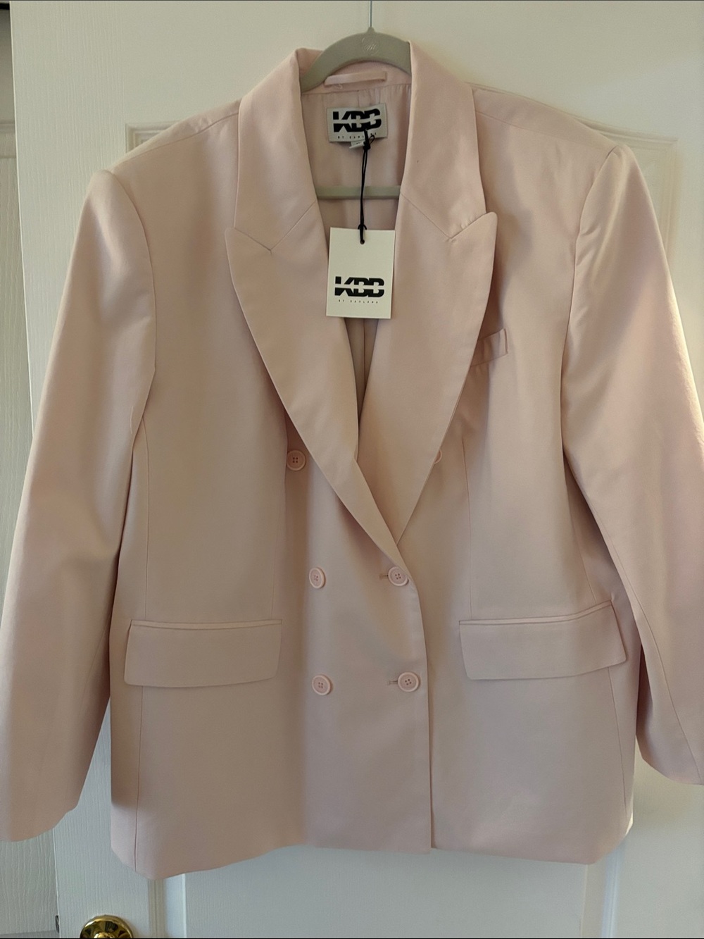 NWT KBB BY KAHLANA Double-Breasted Blazer in Pale Pink SZ 1X